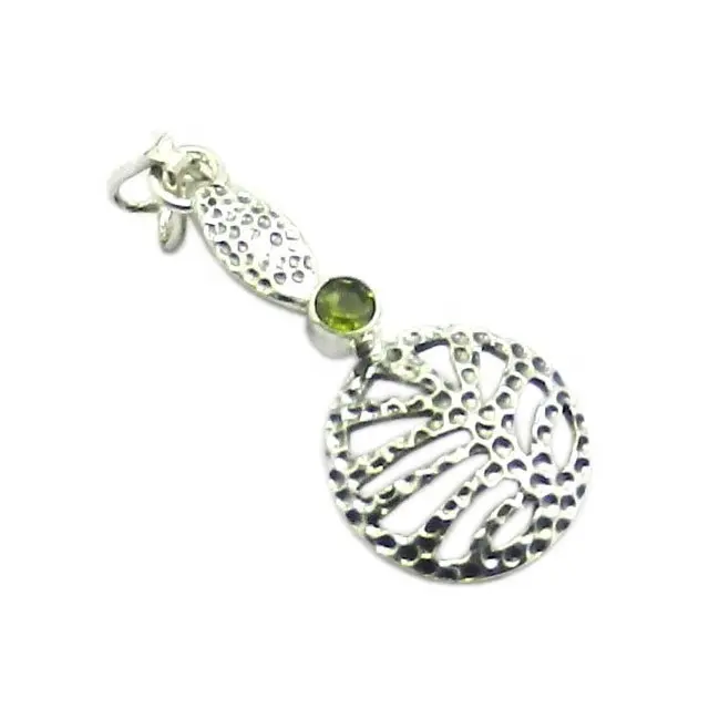 Solid 925 Sterling Silver Peridot Gemstone Pendant Necklace For Men And Women Fashion Jewelry