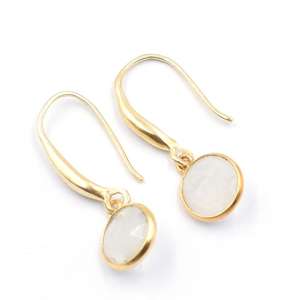 ต่างหูรูปพระจันทร์สีรุ้ง25-26มม. ชุบทอง14K/18K พร้อมฝาเงินและสายหู - Product Image 1