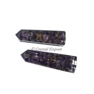 Améthyste sculptée Orgone Obélisque Point Pierre Précieuse Agate Agée Gravée Style Amour - Product Image 1