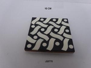 Sous-verre en mosaïque incrusté de corne à deux tons de haute qualité avec motif de fleurs Vaisselle en verre durable pour table basse au prix de gros - Product Image 5