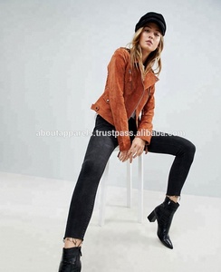 Chaqueta de cuero de ante personalizada para mujer, chaqueta informal de piel de oveja auténtica y piel de cordero, barata - Product Image 4