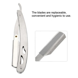 Maquinilla de afeitar de acero inoxidable, navaja de afeitar plegable profesional, corte recto - Product Image 5