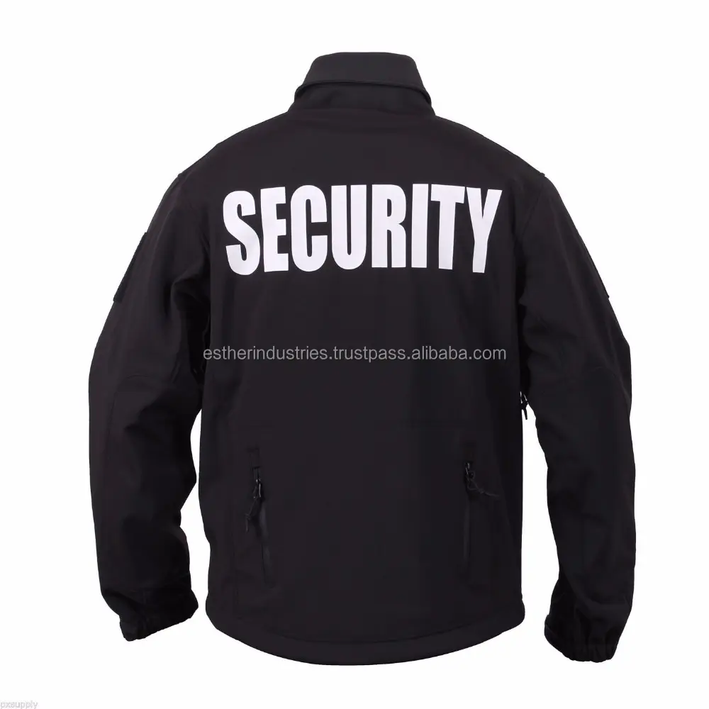 Nieuwe Mens Black Beveiliging Speciale Soft Shell Jas Oxford Security Jas