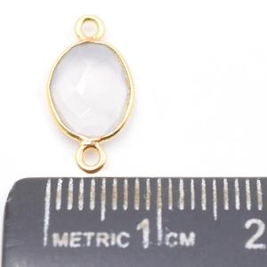 Piedra lunar gris Forma ovalada Bisel de Plata de Ley 925 Conector chapado en oro Fabricación de joyas hechas a mano - Product Image 3