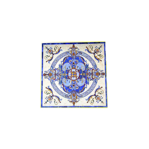 Plateaux de table basse design en marbre de forme carrée avec incrustation de lapis-lazuli - Product Image 1