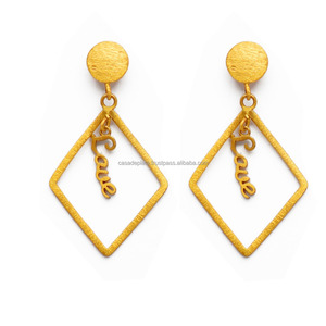 Boucles d'oreilles pendantes en argent sterling 925 véritable, plaqué or tribal, boucles d'oreilles pendantes tendance pour mariage, cadeau pour femme - Product Image 2