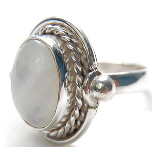 Authentique argent sterling 925 naturel arc-en-ciel pierre de lune fait à la main ethnique indien design bague éternité vermeil bague pour femme - Product Image 1