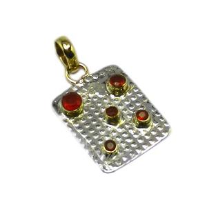 Logotipo personalizado dos tonos 925 plata esterlina latón cornalina piedra preciosa colgante joyería fina colgantes y dijes - Product Image 1