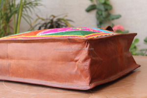 หนังแพะธรรมชาติหลายสีเย็บปักถักร้อย16นิ้วกระเป๋าถือสไตล์กระเป๋า - Product Image 5