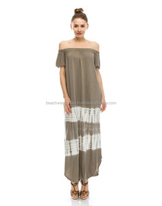 Vestidos largos con hombros descubiertos de verano 2024 para mujer, vestido Maxi de rayón Tie Dye - Product Image 1