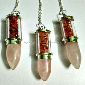 Puces de cornaline Balle Pendule Indiens Pendule Pierre précieuse naturelle - Product Image 1