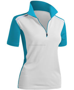 Ladies Half-Sleeve Zip-up for Polo Sports Shirt High Quality Breathable Knitted Polyester Casual Solid Pattern - Product Image 1