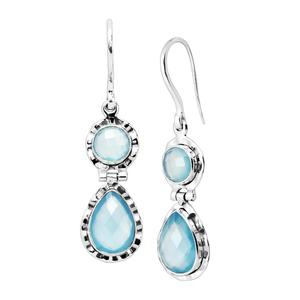 Boucles d'oreilles en argent sterling 925 faites à la main avec topaze bleue Sertissage de lunette unique pour fêtes, mariages et cadeaux - Product Image 1