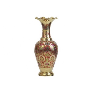 Hand-<b>Engraved</b> Brass <b>Vase</b> Carved Metal Artwork - Product Image 1