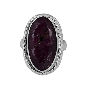 Rubí teñido 12X16mm Piedra preciosa ovalada Lisa Sólido 925 Anillo hecho a mano de plata Fabricante de joyería fina Mayorista CASA DE PLATA - Product Image 1