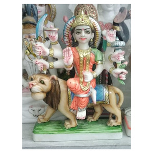 รูปปั้นเทพีดูร์กาอินเดีย ทำจากหินอ่อน งานฝีมือ - Product Image 1