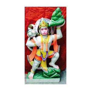 Estatua de Hanuman colorida de mármol, hecha a mano - Product Image 1