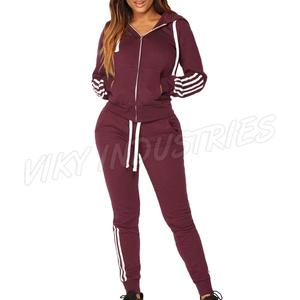 Survêtement pour femmes, ensemble décontracté à rayures, fermeture éclair, manches longues, hauts de sport, pantalon long, ensemble décontracté, deux pièces pour femmes, survêtement - Product Image 4