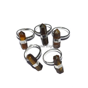 Agate Double Terminated Gemstone <b>Ring</b> with <b>Crystal</b> & Rhinestone in Pave Setting - Product Image 1