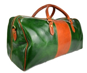 Duffel <b>Bag</b> Genuine Leather <b>Shoulder</b> <b>Bag</b> Blue - Dark Brown <b>Men</b>,s Ladies Travel <b>Bag</b> Gym Luggage Carr Yon Weekender IHS-0020 - Product Image 2