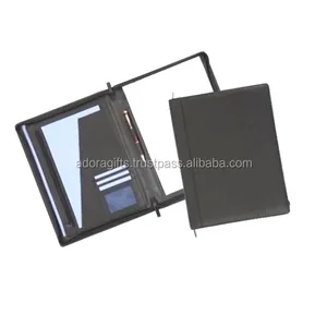 A4 Zipped Conference Folder Folio Case Business Faux Leather Document Bag