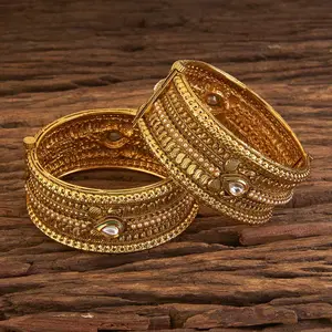 Traditional <b>Bangles</b> With Gold Plating 17295 White - Product Image 1