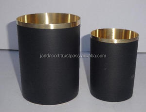 Solid Brass <b>Candle</b> <b>Holder</b> With Mat <b>Black</b> Finish and Top Rim in Polish <b>Candle</b> Accessories <b>Candle</b> Vessels - Product Image 3