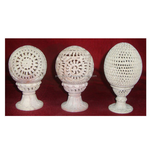 Bougeoirs de bougie de forme ronde et ovale de décoration de sculpture différente en stéatite naturelle pour la maison et les décorations d'hôtel - Product Image 1