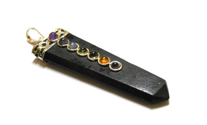 Turmalina negra 7 Chakra de lápiz colgante amatista encanto siete Chakra plana tapa lápiz colgante - Product Image 2