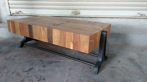 Plateau de café industriel en bois, Table basse, Vintage, basse, en fer et en manga - Product Image 3
