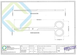 Tijeras de vendaje de operación Sh-Bl Str 18 cm Instrumentos quirúrgicos de alta calidad Tijeras de vendaje de acero inoxidable Sharp - Blunt - Product Image 2