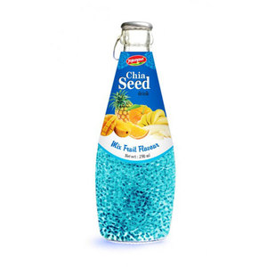 Boisson aux graines de chia aromatisée aux fruits mélangés 290ml dans une bouteille en verre, marque JOJONAVI - Product Image 1