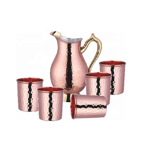 Carafe martelée en cuivre pur avec 5 gobelet, 5 sachets, pour les bons services de santé à la papaye - Product Image 2