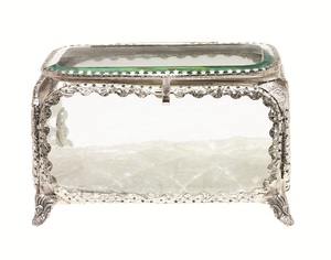 กล่องแก้วโลหะสีเงินมี6พาร์ติชั่นรูปกลม/สี่เหลี่ยมสำหรับจัดเก็บเครื่องประดับสำหรับบรรจุภัณฑ์สร้อยคอแหวน - Product Image 4