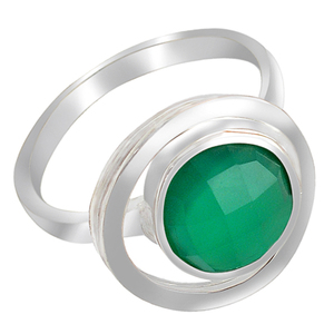 Anillo de Plata de Ley 925 unisex con hermosa piedra preciosa de ónix verde Ajuste de bisel de moda para bodas y fiestas - Product Image 3