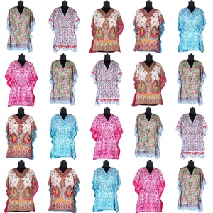 Dernières robes musulmanes Maxi Kaftan longueur genou Abaya en coton pour adulte grande taille sans manches motif imprimé style vestimentaire simple - Product Image 1