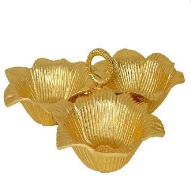 Bol en céramique plaqué or, design de fleurs