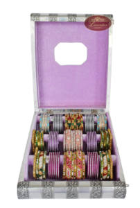 ANTIQUE FLOWER DESIGNED, WOODEN HANDMADE, METAL FINISH, PREMIUM 3-<b>ROLL</b> BANGLE BOX / BRACELET BOX - Product Image 2