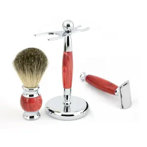 Gift Set Scheermes Scheren Kit Dassenhaar Scheerkwast & Chrome Scheermes Stand Scheren Set