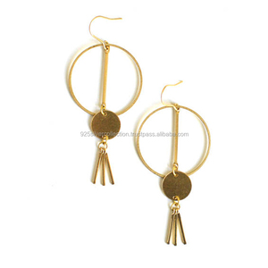 Pendientes artificiales tribales vintage colgantes de Latón chapado en oro de alta calidad Últimos estilos para fiestas y regalos - Product Image 2