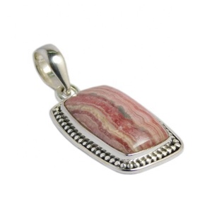 925ทึบสเตอร์ลิงเงินคุณภาพดีจี้พลอยโรโดโครไซต์ธรรมชาติการออกแบบที่น่าตื่นตาตื่นใจสร้อยคอวินเทจจี้เสน่ห์ - Product Image 1