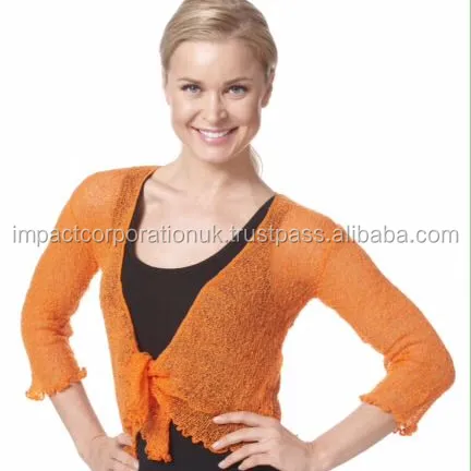 Écusson en Crochet pour femme, filet de poisson, boléro à nouer à la taille, Cardigan, dernière collection de vêtements féminins