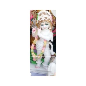 Statue Krishna de marbre décorative, pierre naturelle - Product Image 1