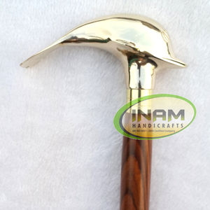 Bâton de marche pliable en bois de style vintage fait à la main avec poignée de dauphin en laiton/canne de marche en bois avec poignée de dauphin de styliste - Product Image 2