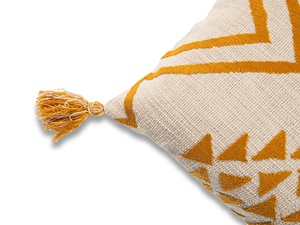 Simbeauty — oreiller décoratif jaune en coton brodé, joli coussin de style bohème, avec pompons assortis, bon marché - Product Image 5