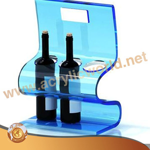 Estante para Vino Acrílico, Horizontal, para 6 Botellas, Diseño Moderno, de Plástico Brillante Rojo, con Niveles - Product Image 3