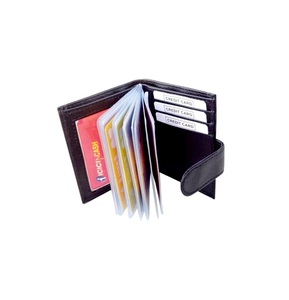 Portatarjetas de bolsillo vertical, cuero genuino, 12, negro - Product Image 1