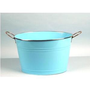 Support décoratif de plante de fleur de maison et de jardin extérieur de baquet rond galvanisé fait à la main dans le type de paquet de couleur émaillée - Product Image 3