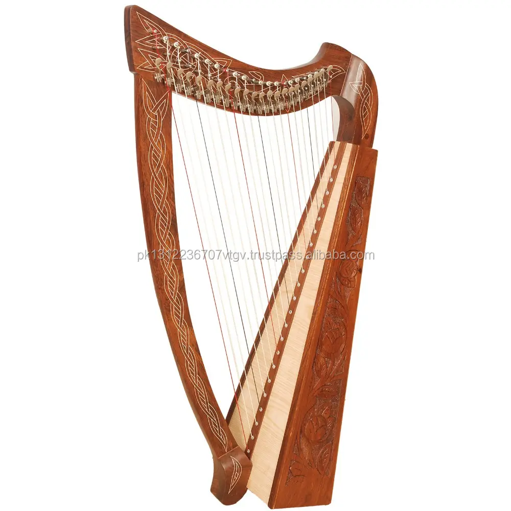 Handgemachte gravierte irische Palisander Harfe 22 Saiten