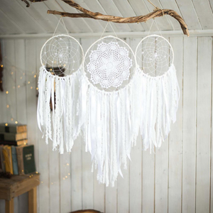 Juego de atrapasueños de 3 piezas, atrapasueños boho blancos - Product Image 1
